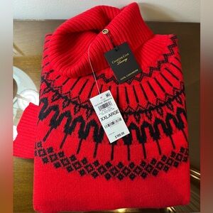 Charter Club 100% Cashmere Red and Black Turtleneck